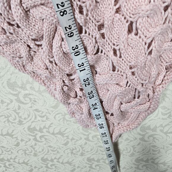 Boston Proper Wool Blend Poncho sz M/L Pink Open Knit Chunky Pastel - Picture 13 of 14